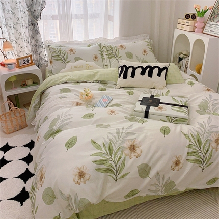 91家纺网 家纺一手货源 找家纺 （总）庭笙 新款丝带款臻品磨毛印花四件套