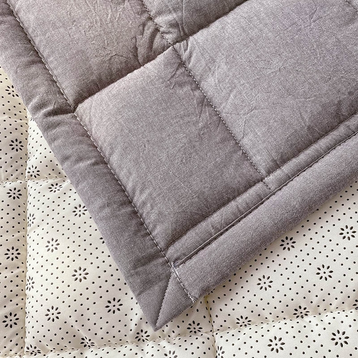 91家纺网 家纺一手货源 找家纺 丽诺 2024新款全棉色织棉花床护垫全棉色织水洗棉-优雅灰