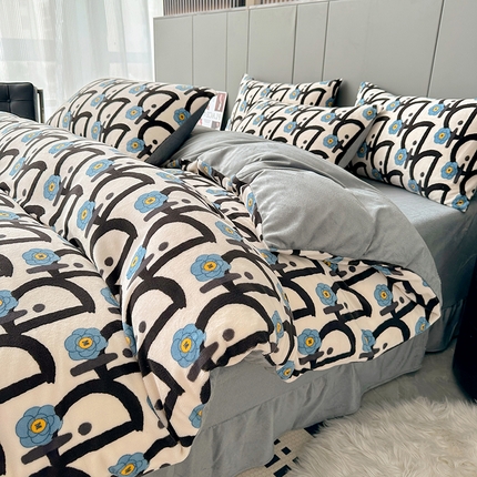 91家纺网 家纺一手货源 找家纺 （总）斯卡诺2025新款直播轻奢爆款小清新牛奶宝宝绒四件套