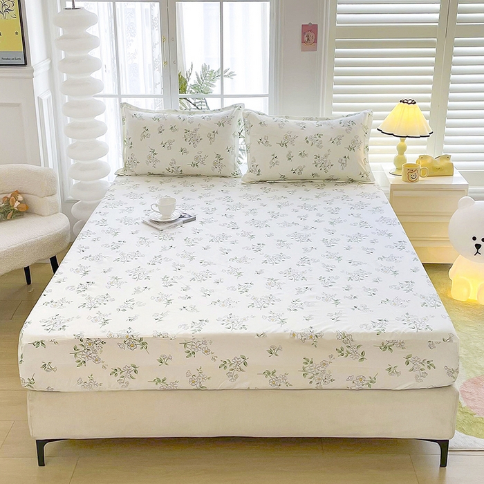 91家纺网 家纺一手货源 找家纺 梵巢家纺 芦荟棉床笠单床笠，外贸跨境单床笠磨毛床笠印花床笠床笠三件套茉莉花开