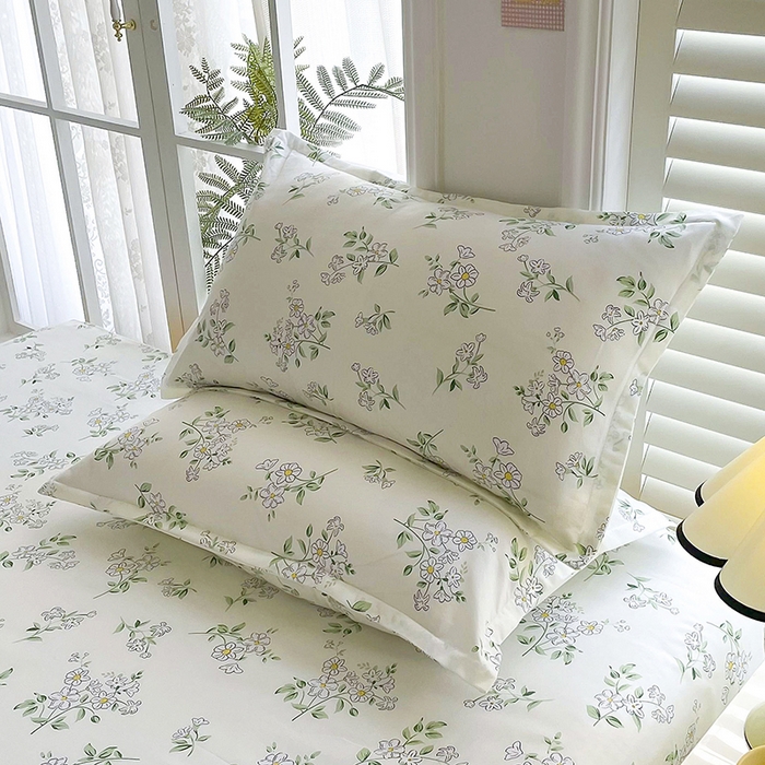 91家纺网 家纺一手货源 找家纺 梵巢家纺 2025新款加厚芦荟棉床单磨毛化纤床单茉莉花开