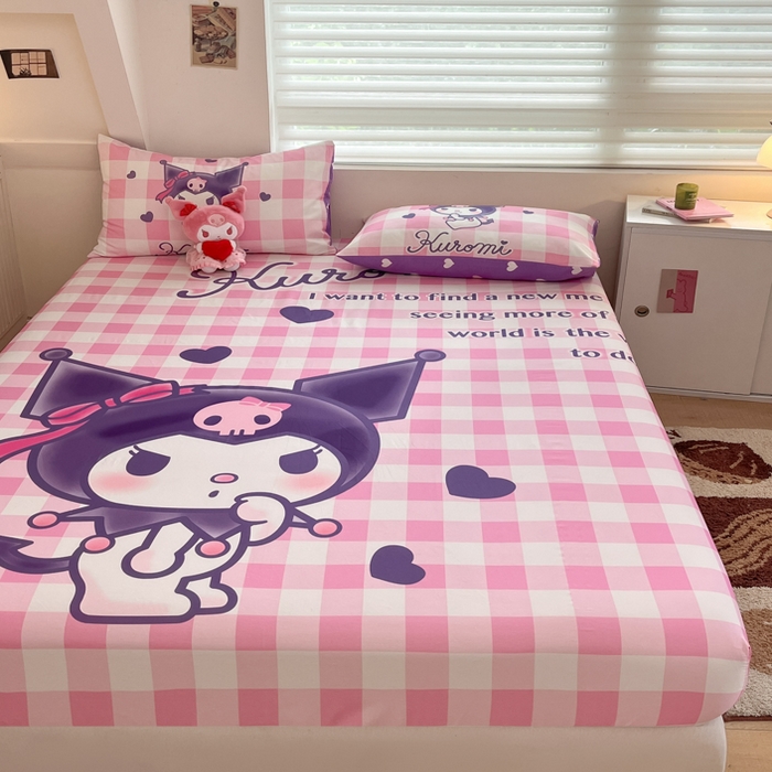 91家纺网 家纺一手货源 找家纺 金爱家 2024新款40s全棉大阪三丽鸥单品系列 M-粉粉库洛米