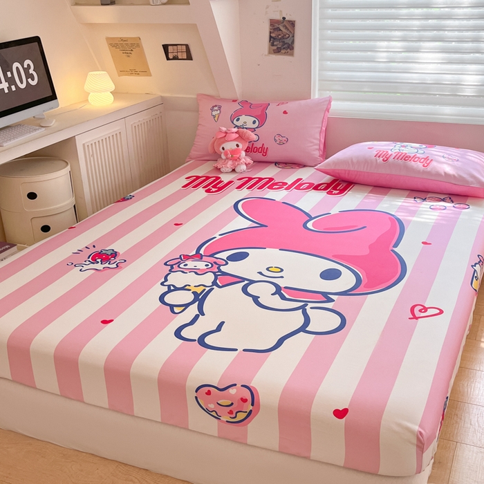 91家纺网 家纺一手货源 找家纺 金爱家 2024新款40s全棉大阪三丽鸥单品系列 M-甜甜圈美乐蒂