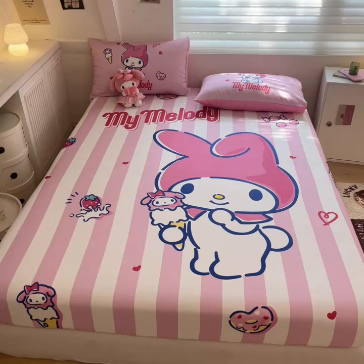 91家纺网 家纺一手货源 找家纺 金爱家 2024新款40s全棉大阪三丽鸥单品系列 M-甜甜圈美乐蒂