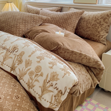 91家纺网 家纺一手货源 找家纺 （总）斯卡诺2025新款直播轻奢爆款小清新牛奶宝宝绒四件套