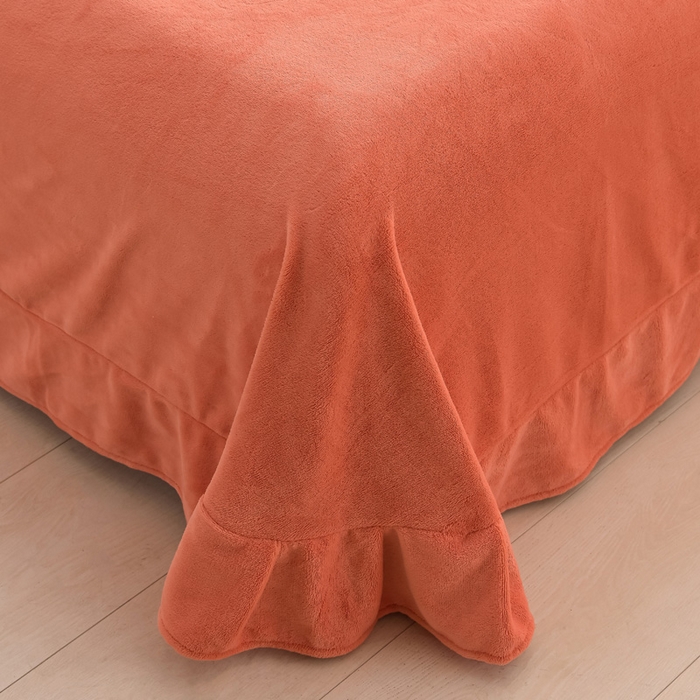 91家纺网 家纺一手货源 找家纺 氧家 2024新款韩版牛奶绒绣花四件套--蝶恋 羽蝶-橙橘色