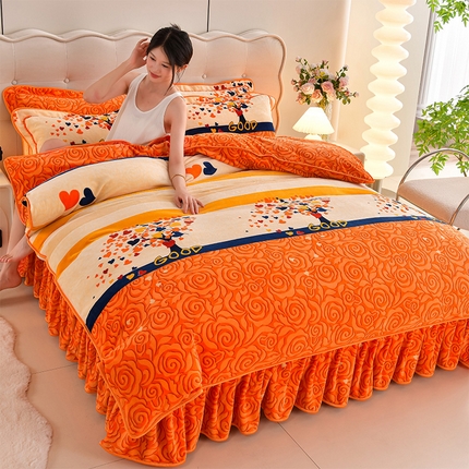 梦莱情纺2024新款8.5斤牛奶绒四件套日产12000套 爱心树