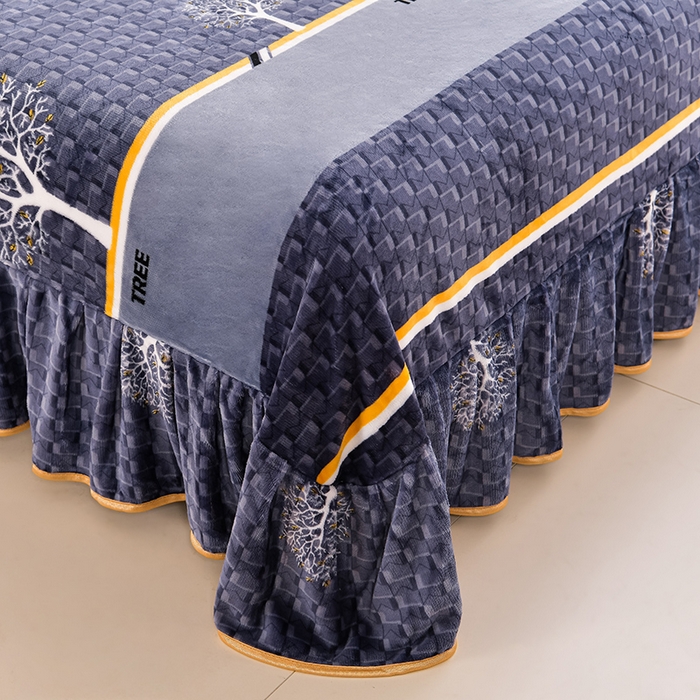 91家纺网 家纺一手货源 找家纺 沐妍家纺 2024新款7斤牛奶法莱绒金貂绒印花四件套 爱情树