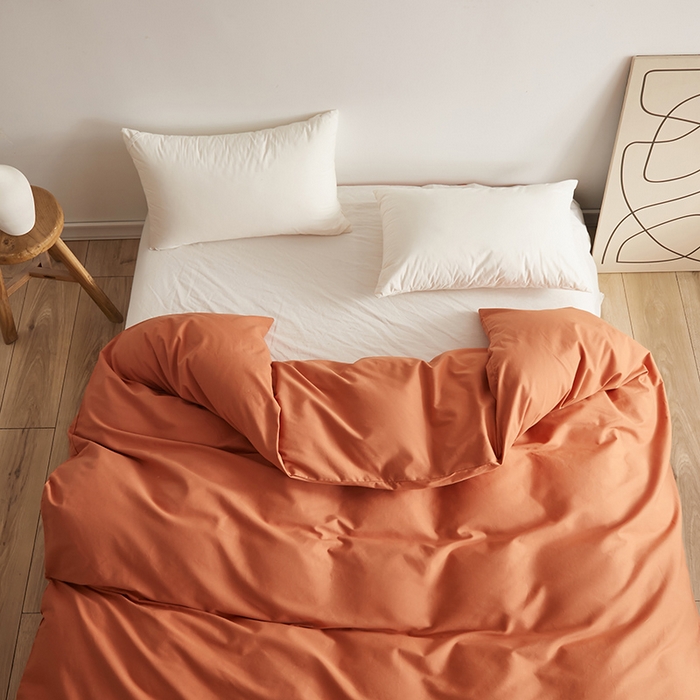 91家纺网 家纺一手货源 找家纺 2024秋季纯色32*21纯色加厚超柔全棉磨毛系列--被套 奶油橘