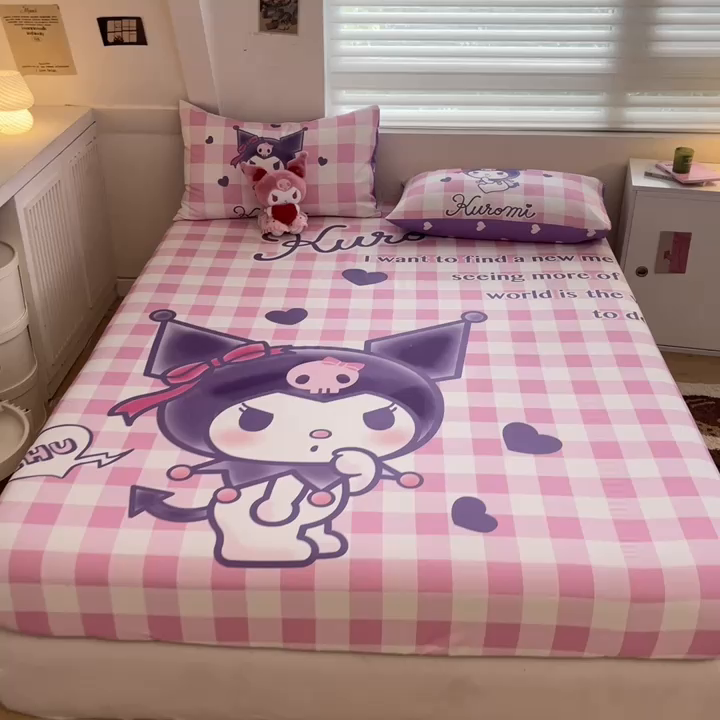 91家纺网 家纺一手货源 找家纺 金爱家 2024新款40s全棉大阪三丽鸥单品系列 M-粉粉库洛米