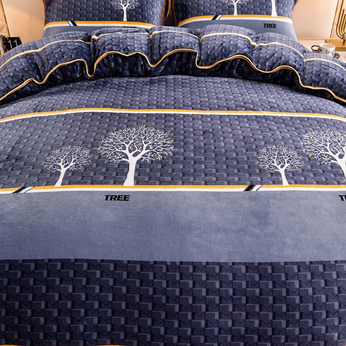 91家纺网 家纺一手货源 找家纺 沐妍家纺 2024新款7斤牛奶法莱绒金貂绒印花四件套 爱情树