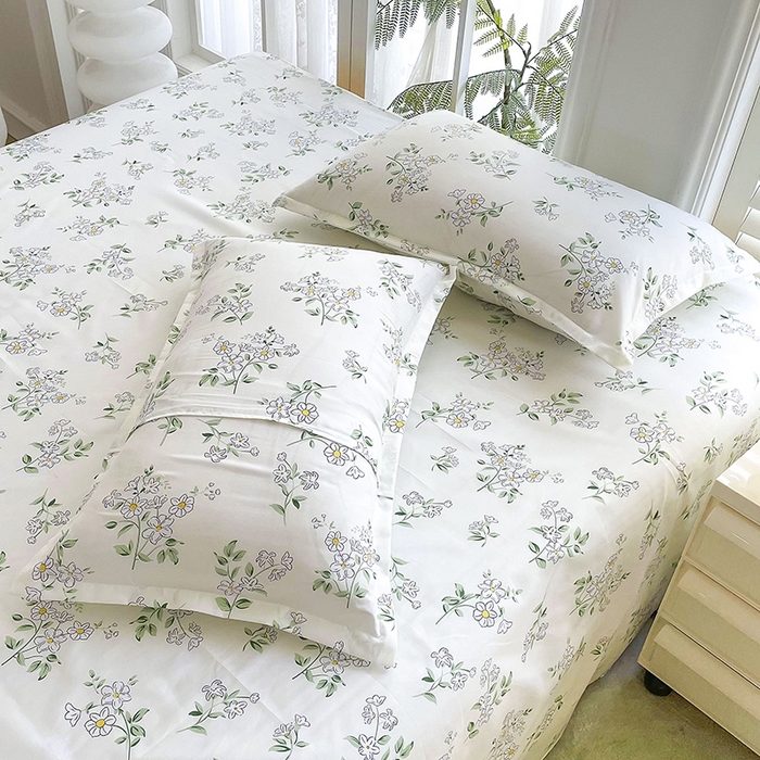 91家纺网 家纺一手货源 找家纺 梵巢家纺 2025新款加厚芦荟棉床单磨毛化纤床单茉莉花开