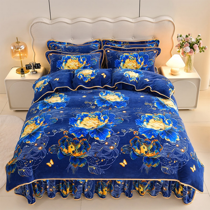 91家纺网 家纺一手货源 找家纺 梦莱情纺2024新款8.5斤牛奶绒四件套日产12000套 秘境