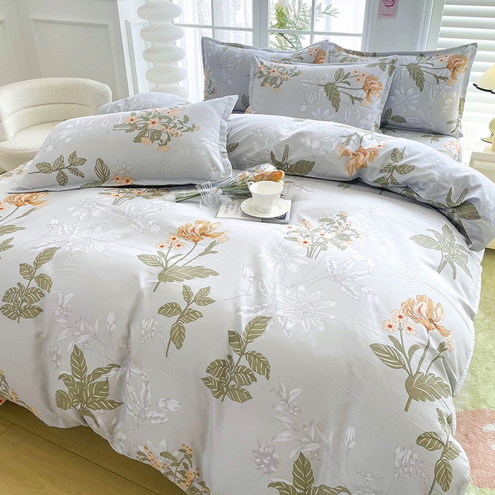 91家纺网 家纺一手货源 找家纺 梵巢家纺 芦荟棉三四件套，床单，被套，枕套化纤四件套浅浅花香