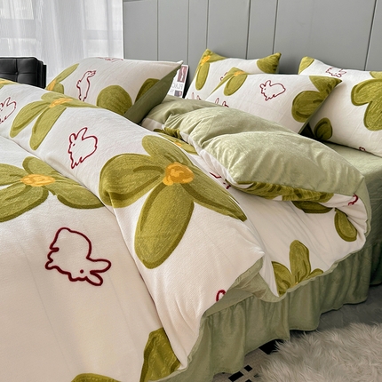 91家纺网 家纺一手货源 找家纺 （总）斯卡诺2025新款直播轻奢爆款小清新牛奶宝宝绒四件套