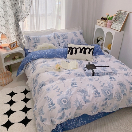 91家纺网 家纺一手货源 找家纺 （总）庭笙 新款丝带款臻品磨毛印花四件套