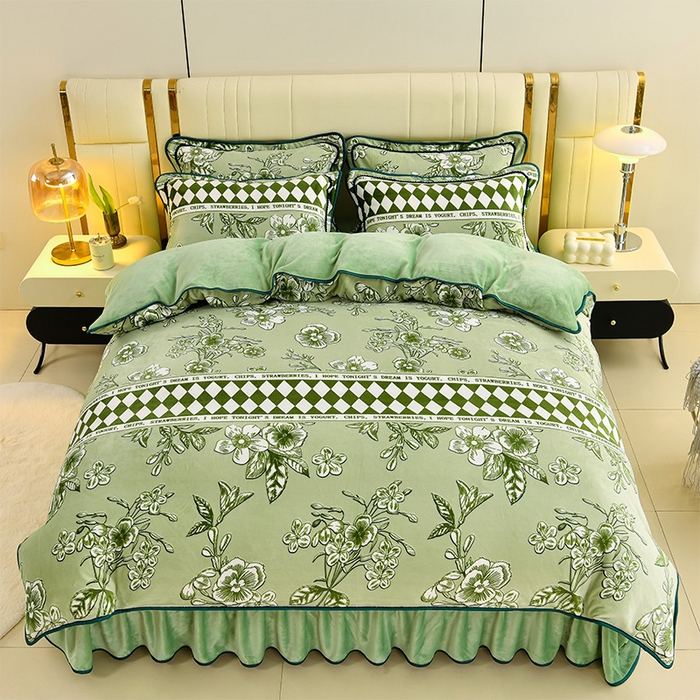 91家纺网 家纺一手货源 找家纺 沐妍家纺 2025新款8斤加厚保暖金貂绒牛奶绒印花四件套 情怀