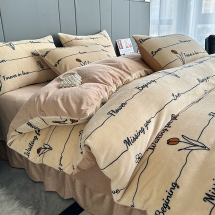 91家纺网 家纺一手货源 找家纺 （总）斯卡诺2025新款直播轻奢爆款小清新牛奶宝宝绒四件套