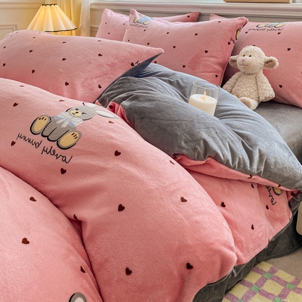 91家纺网 家纺一手货源 找家纺 （总）斯卡诺2025新款直播轻奢爆款小清新牛奶宝宝绒四件套