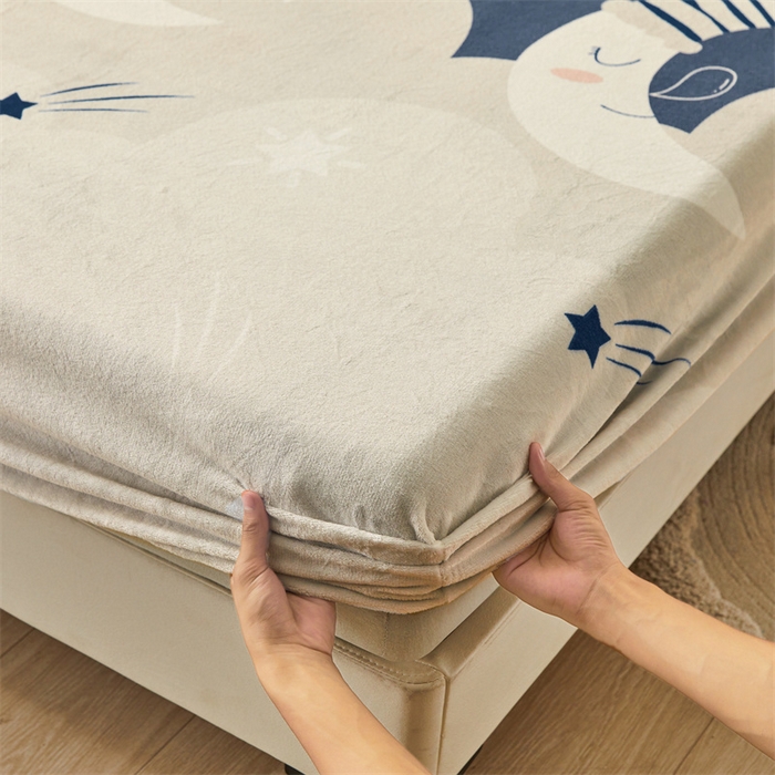 91家纺网 家纺一手货源 找家纺 梦舒羽 2025新款冬季牛奶绒加厚床笠法兰绒床罩套珊瑚绒床垫保护套全包床单月亮宝宝