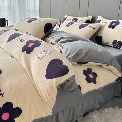 91家纺网 家纺一手货源 找家纺 （总）斯卡诺2025新款直播轻奢爆款小清新牛奶宝宝绒四件套