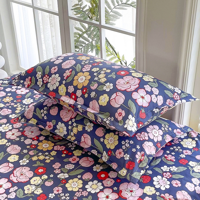 91家纺网 家纺一手货源 找家纺 梵巢家纺 芦荟棉三四件套，床单，被套，枕套化纤四件套花满城