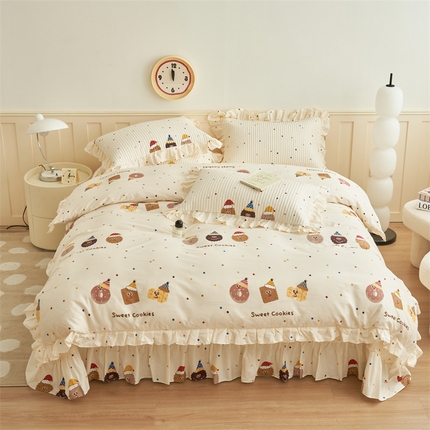 恒爱家纺 2024新款全棉甜美少女四件套曲奇小丑