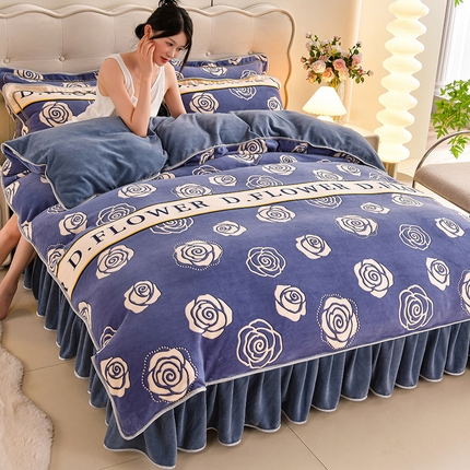 91家纺网 家纺一手货源 找家纺 梦莱情纺2024新款8.5斤牛奶绒四件套日产12000套 暮色