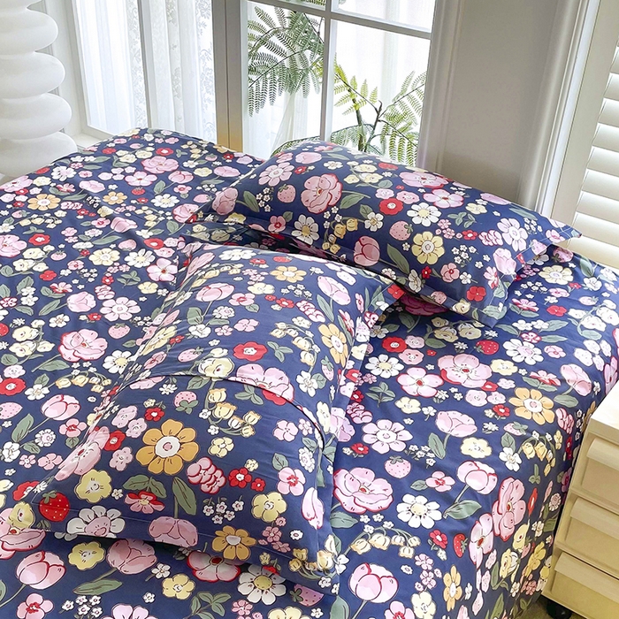 91家纺网 家纺一手货源 找家纺 梵巢家纺 2025新款加厚芦荟棉床单磨毛化纤床单花满城