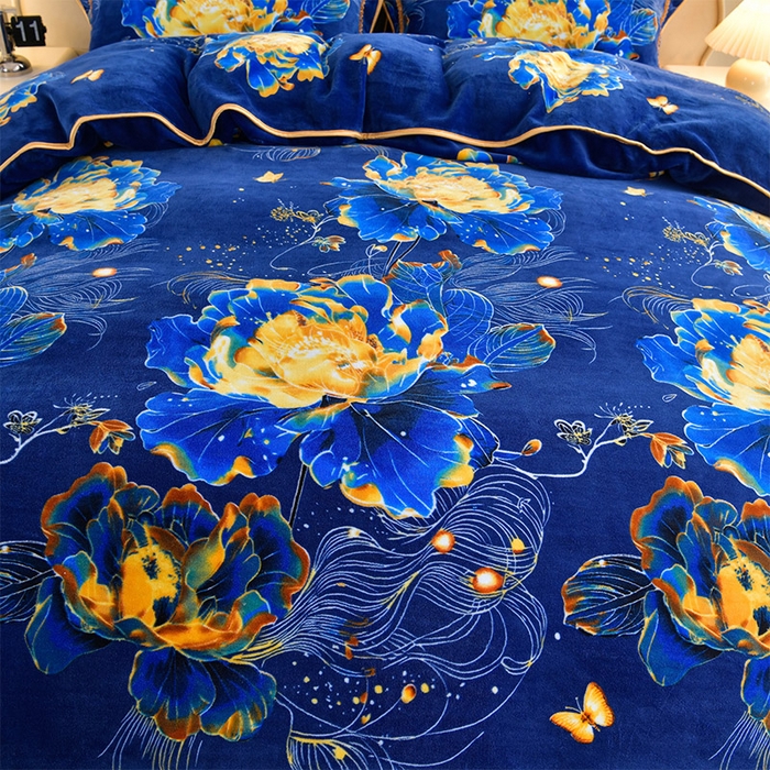 91家纺网 家纺一手货源 找家纺 梦莱情纺2024新款8.5斤牛奶绒四件套日产12000套 秘境