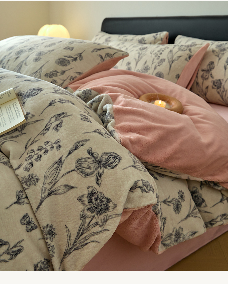 91家纺网 家纺一手货源 找家纺 卡巴伦家纺 2024新款高克重牛奶绒印加绣四件套-蒙可 蒙可-爱意浓