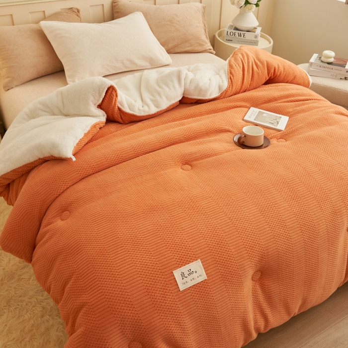 91家纺网 家纺一手货源 找家纺 （总）2024新款保暖牛奶绒剪花北极绒冬被子被芯