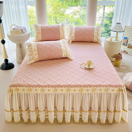 （总）罗艺轩 2024新款公主风水洗棉夹棉床裙-花蔓