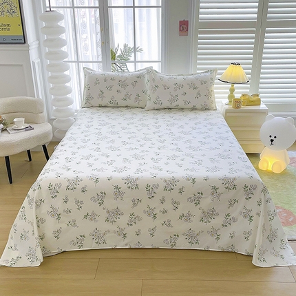 梵巢家纺 2025新款加厚芦荟棉床单磨毛化纤床单茉莉花开