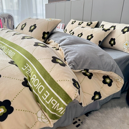 91家纺网 家纺一手货源 找家纺 （总）斯卡诺2025新款直播轻奢爆款小清新牛奶宝宝绒四件套