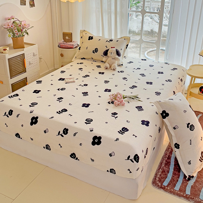 91家纺网 家纺一手货源 找家纺 名兮 2024卡通时尚风高克重牛奶绒床笠 花溪