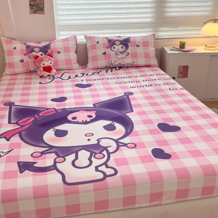 91家纺网 家纺一手货源 找家纺 金爱家 2024新款40s全棉大阪三丽鸥单品系列 M-粉粉库洛米