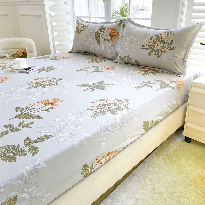 91家纺网 家纺一手货源 找家纺 梵巢家纺 芦荟棉床笠单床笠，外贸跨境单床笠磨毛床笠印花床笠床笠三件套浅浅花香