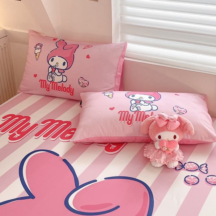 91家纺网 家纺一手货源 找家纺 金爱家 2024新款40s全棉大阪三丽鸥单品系列 M-甜甜圈美乐蒂