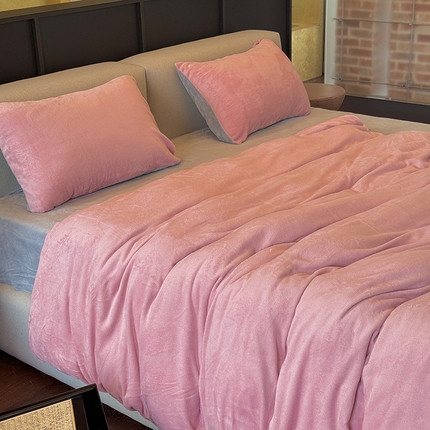 91家纺网 家纺一手货源 找家纺 （总）一隅花田 2024新款量大可低日式奶油风纯色双拼牛奶绒四件套