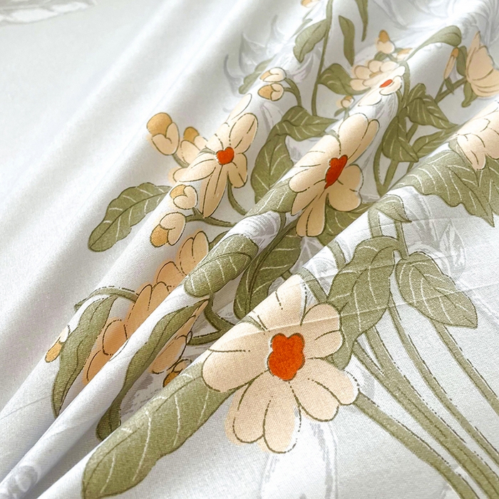 91家纺网 家纺一手货源 找家纺 梵巢家纺 2025新款芦荟棉四件套和单品印花四件套 床笠款四件套浅浅花香