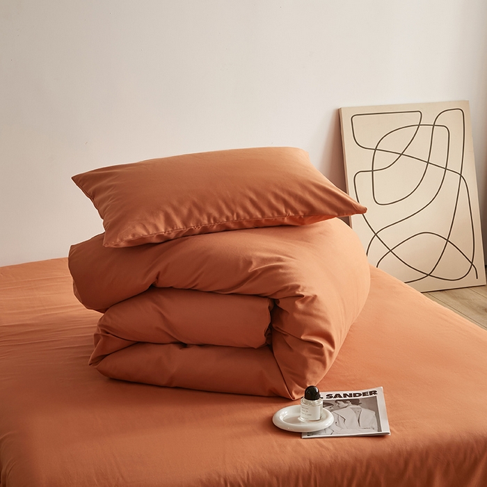 91家纺网 家纺一手货源 找家纺 2024秋季纯色32*21纯色加厚超柔全棉磨毛系列--被套 奶油橘