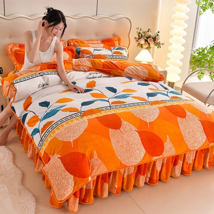 梦莱情纺2024新款8.5斤牛奶绒四件套日产12000套一叶知秋