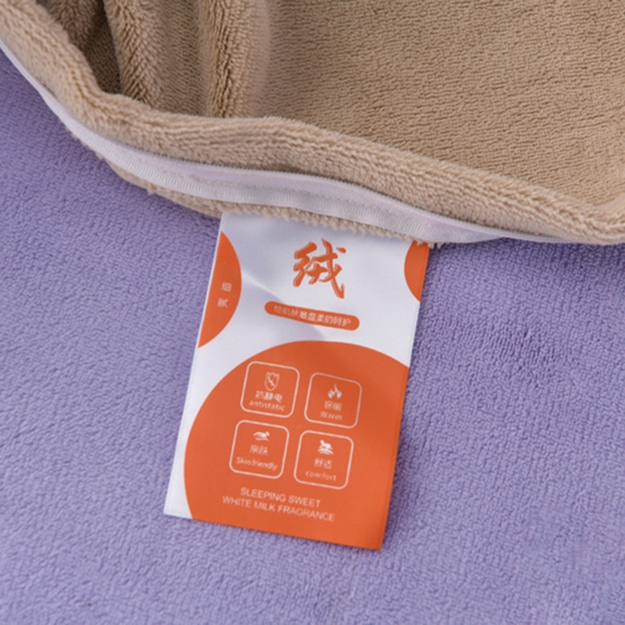 91家纺网 家纺一手货源 找家纺 氧家 2024新款宽边撞色对角牛奶绒绣花四件套--典雅 典雅-丁香紫