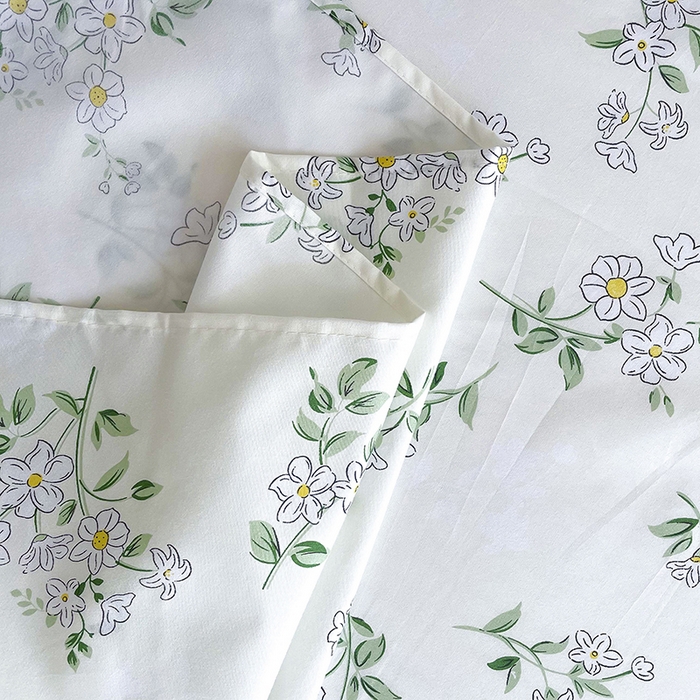 91家纺网 家纺一手货源 找家纺 梵巢家纺 2025新款加厚芦荟棉床单磨毛化纤床单茉莉花开