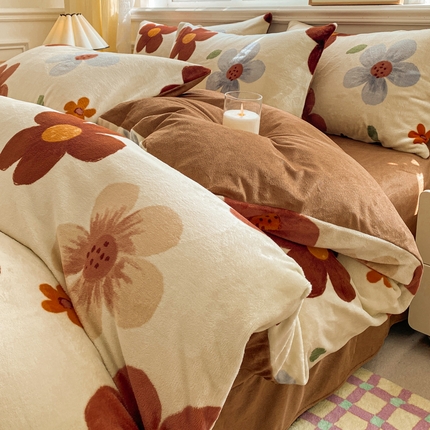 91家纺网 家纺一手货源 找家纺 （总）斯卡诺2025新款直播轻奢爆款小清新牛奶宝宝绒四件套