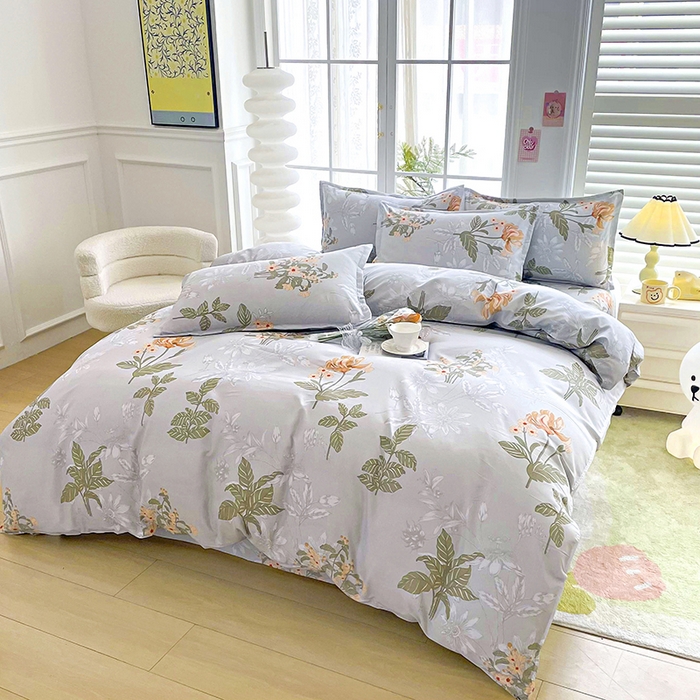 91家纺网 家纺一手货源 找家纺 梵巢家纺 2025新款芦荟棉四件套和单品印花四件套 床笠款四件套浅浅花香