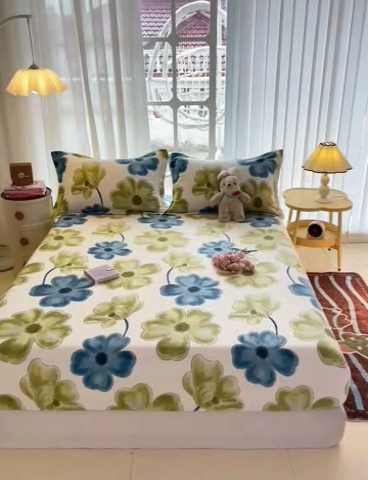 91家纺网 家纺一手货源 找家纺 名兮 2024卡通时尚风高克重牛奶绒床笠 卡罗