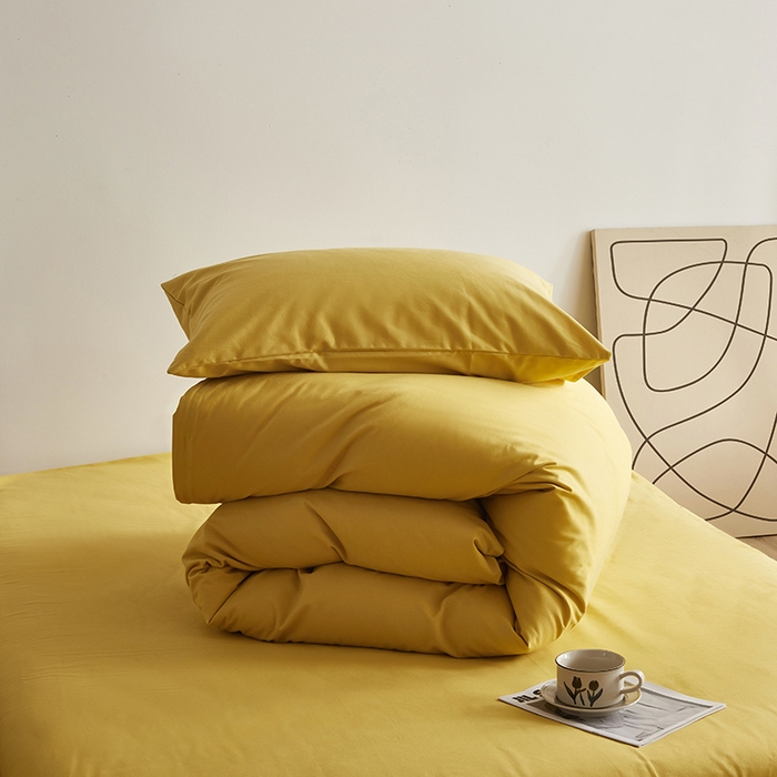 91家纺网 家纺一手货源 找家纺 2024秋季纯色32*21纯色加厚超柔全棉磨毛系列--被套 嫩姜黄