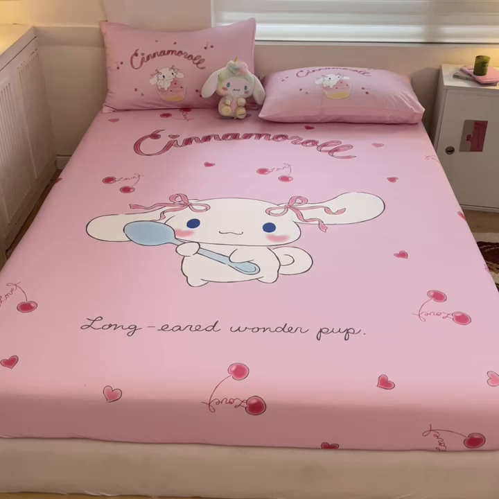 91家纺网 家纺一手货源 找家纺 金爱家 2024新款40s全棉大阪三丽鸥单品系列 M-淘气玉桂狗